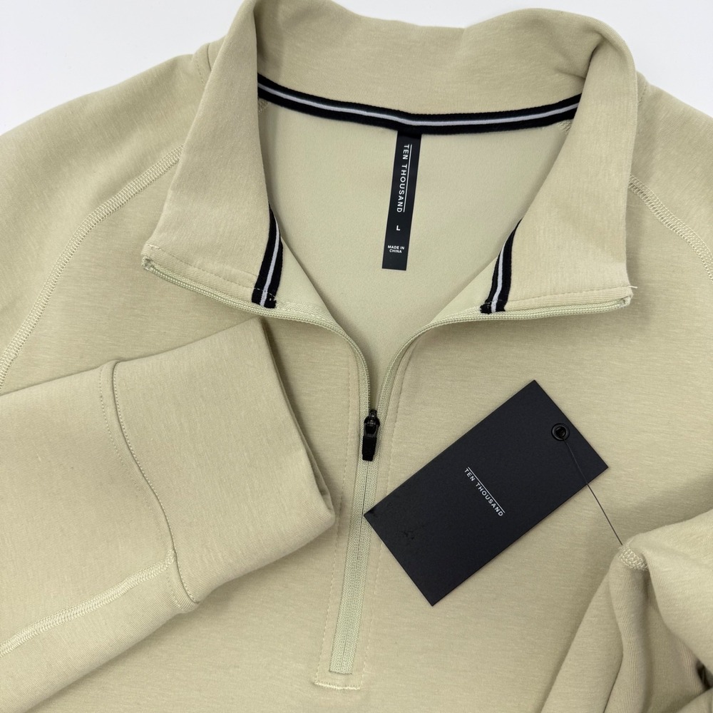 Ten Thousand Men's Half-Zip Pullover Sweatshirt in Light Sage